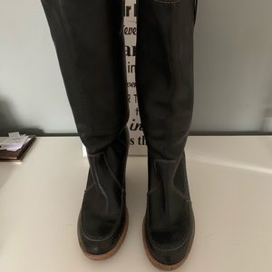 Black Michael Kors leather knee high boots